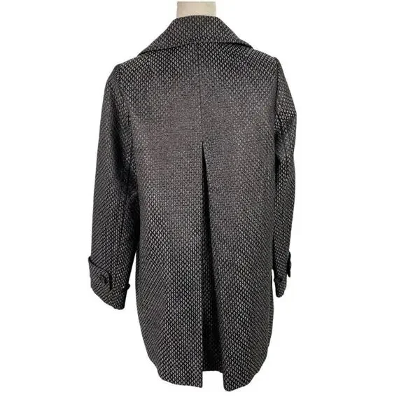 J. Crew Collection Stormy Tweed Lille Silk Overcoat Jacket Gunmetal Gray Size 10 - Picture 8 of 15